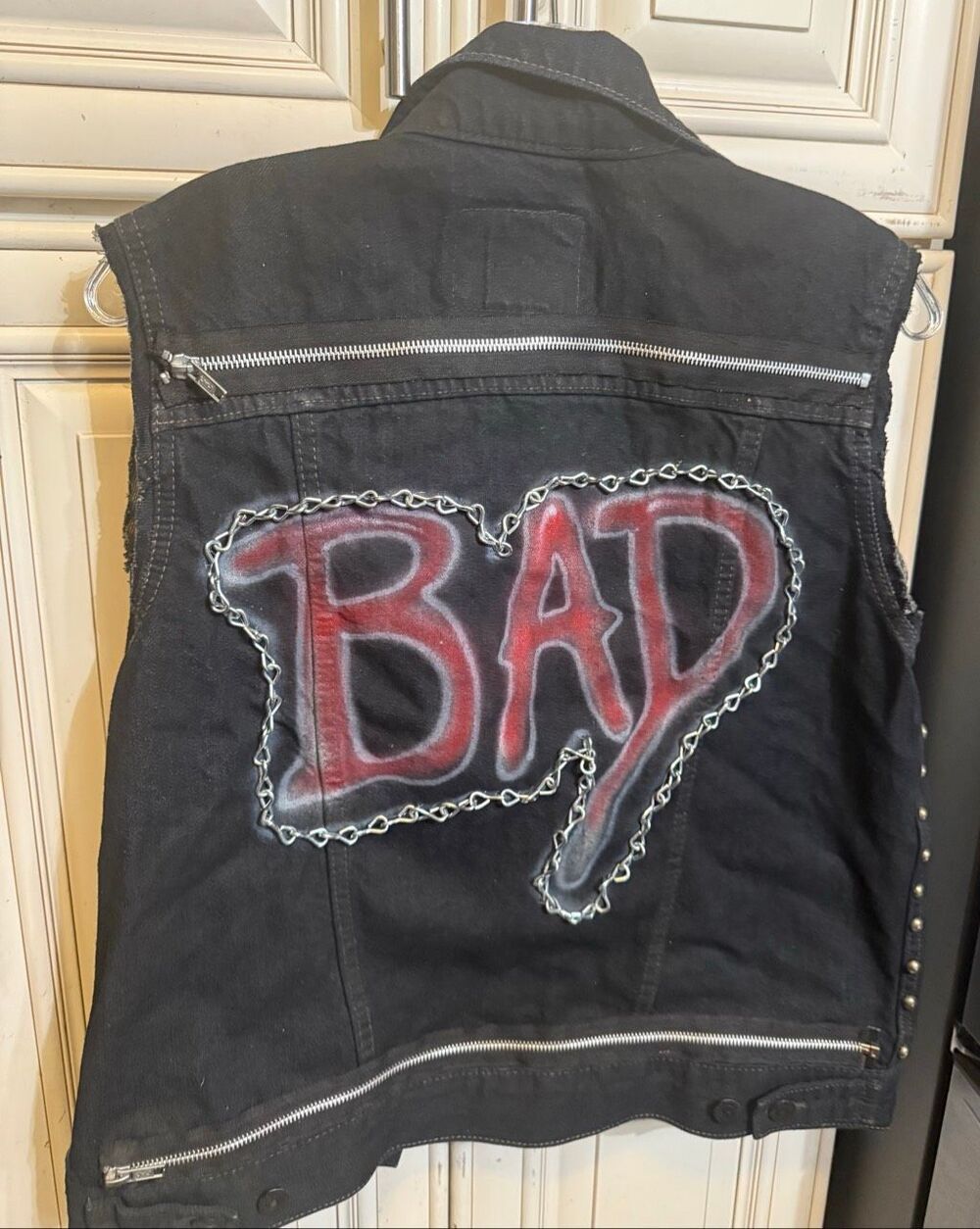 Levis Youth Michael Jackson Party Role-player Costume BAD Punk Jacket Size 12-14